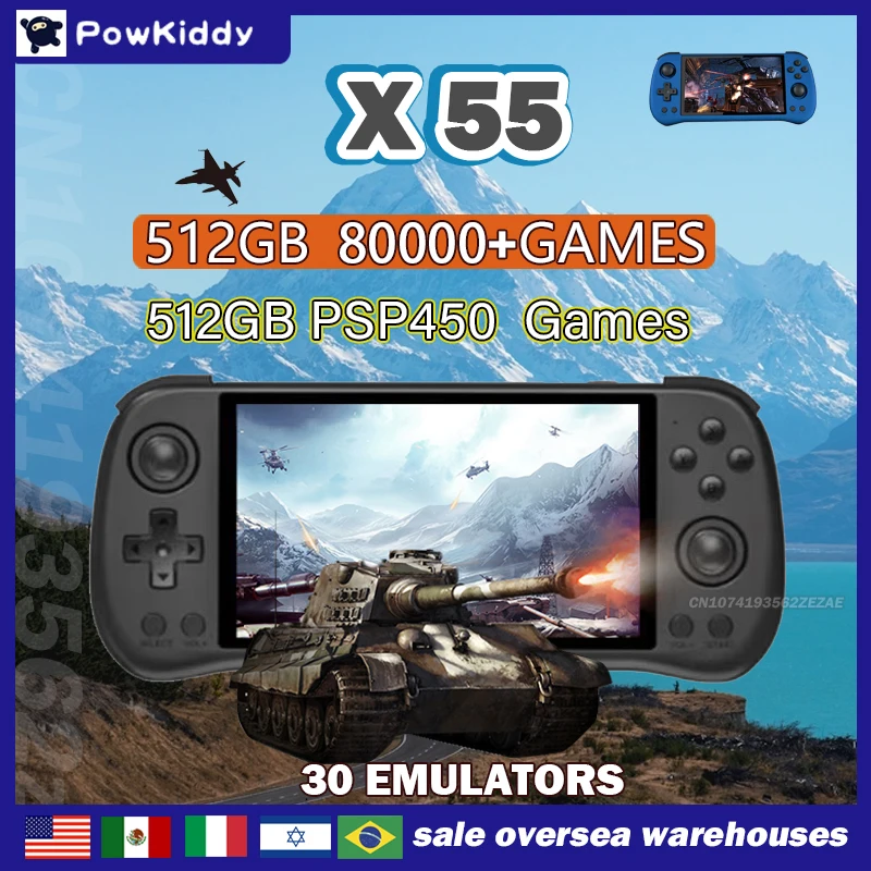 Retro Gaming Gameboy - 80000 게임 512G POWKIDDY X55 5.5