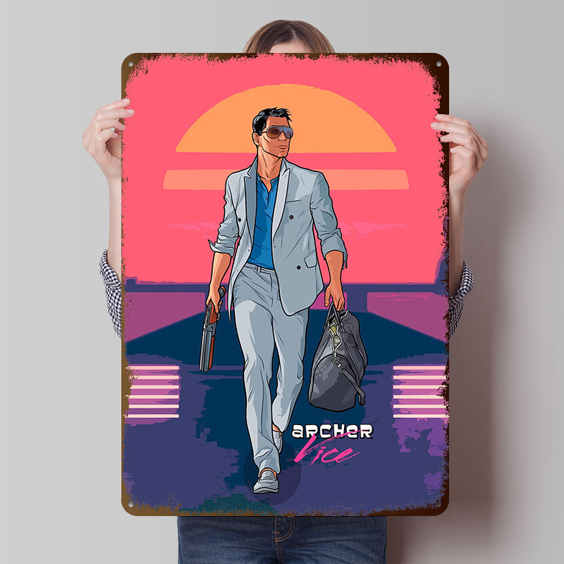 Retro Gaming Vibe - Archer Old Vibes Tinplate 포스터 맞춤형