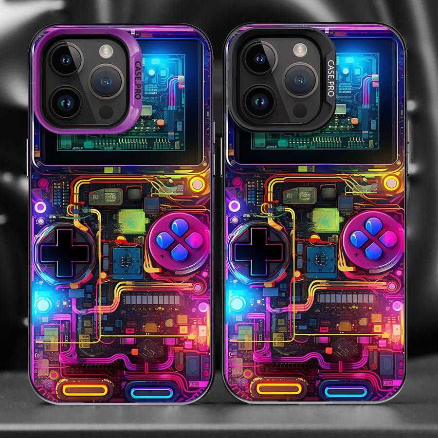 Retro Gaming Phone - 레트로 게임 콘솔 패턴 전화 케이스