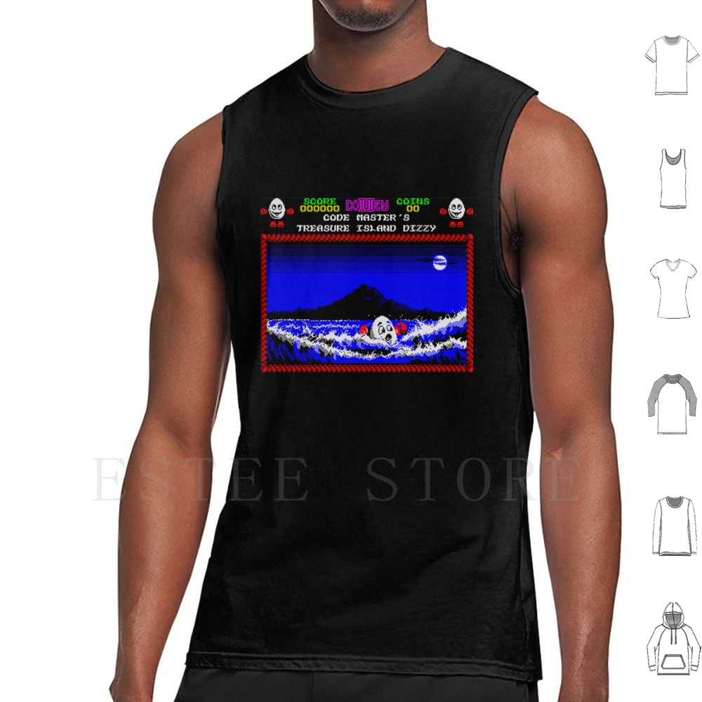 Retro Gaming Island - Treasure Island Dizzy Motif 탱크탑 조끼