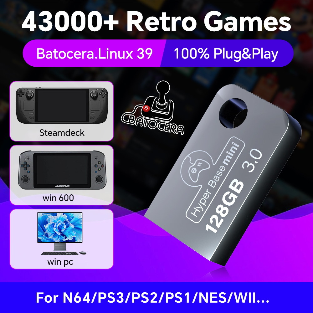 Retro Gaming N64 - Windows 43000 용 Batocera 128G USB