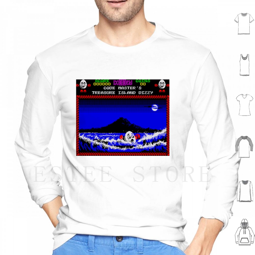 Retro Gaming Island - Treasure Island Dizzy Motif 후디 긴팔